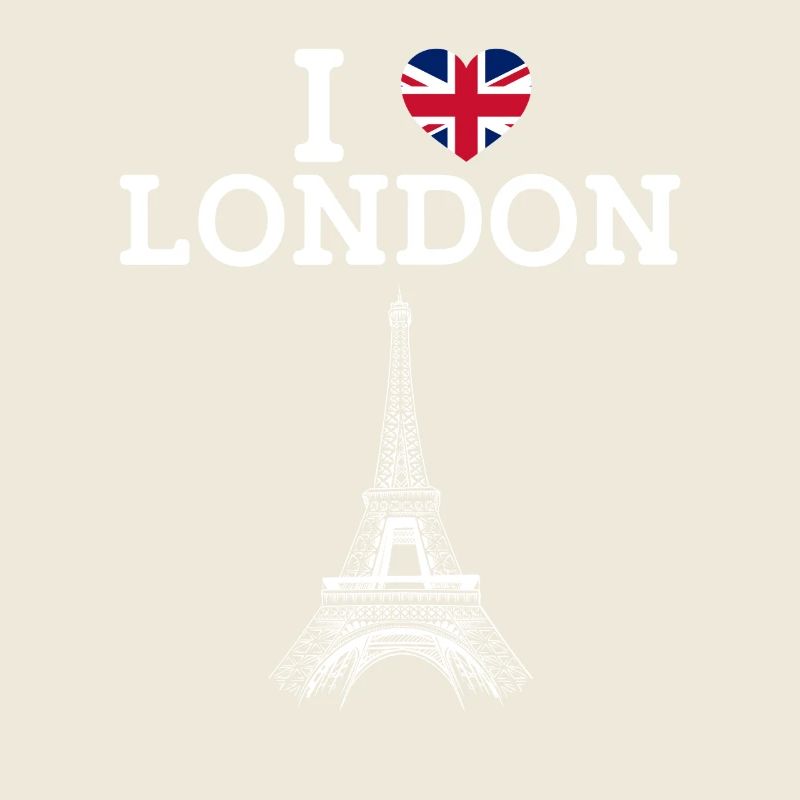 J’aime Londres Tour Eiffel Cool Heart Drapeau Angleterre