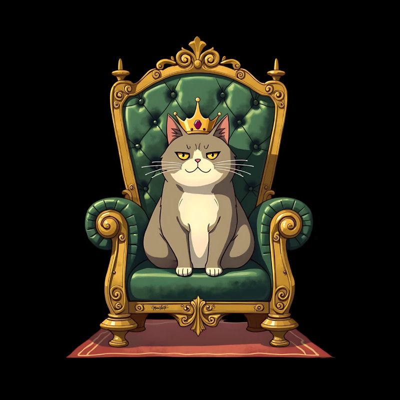 Royal Cat on Throne Funny Crown Design