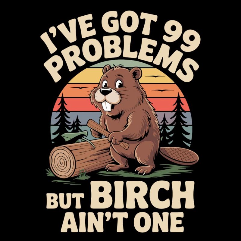 Funny beaver with birch joke