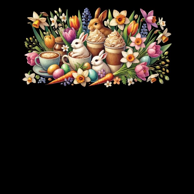 Amateur de café de Pâques avec lapin de Pâques
