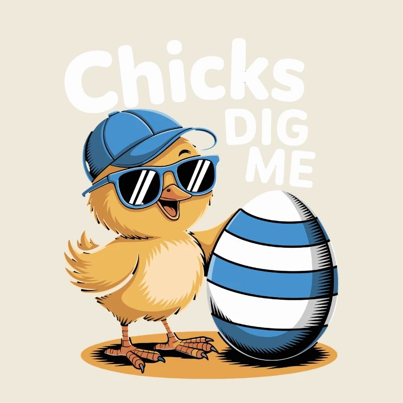 Drôle de poussin avec chapeau et œuf - Chicks Dig Me