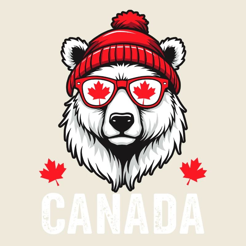Ours du Canada avec chapeau et style érable