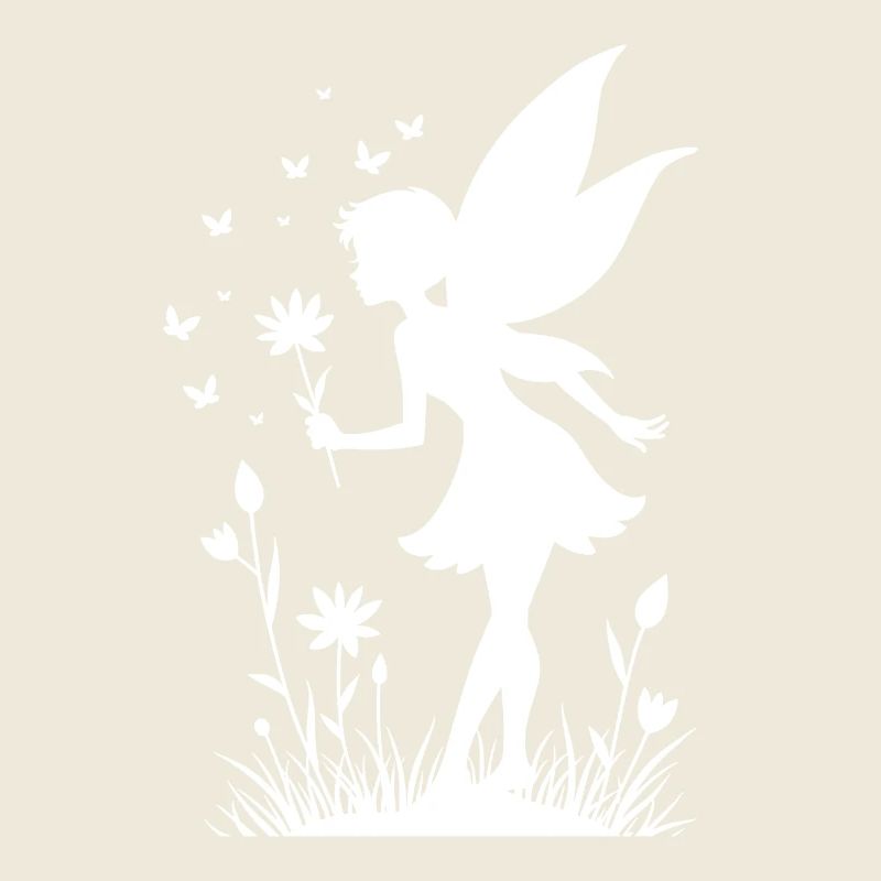 Fée magique avec des fleurs et des papillons