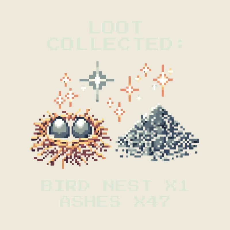 Ramonage butin Nid d’oiseau Cendre Pixel Art