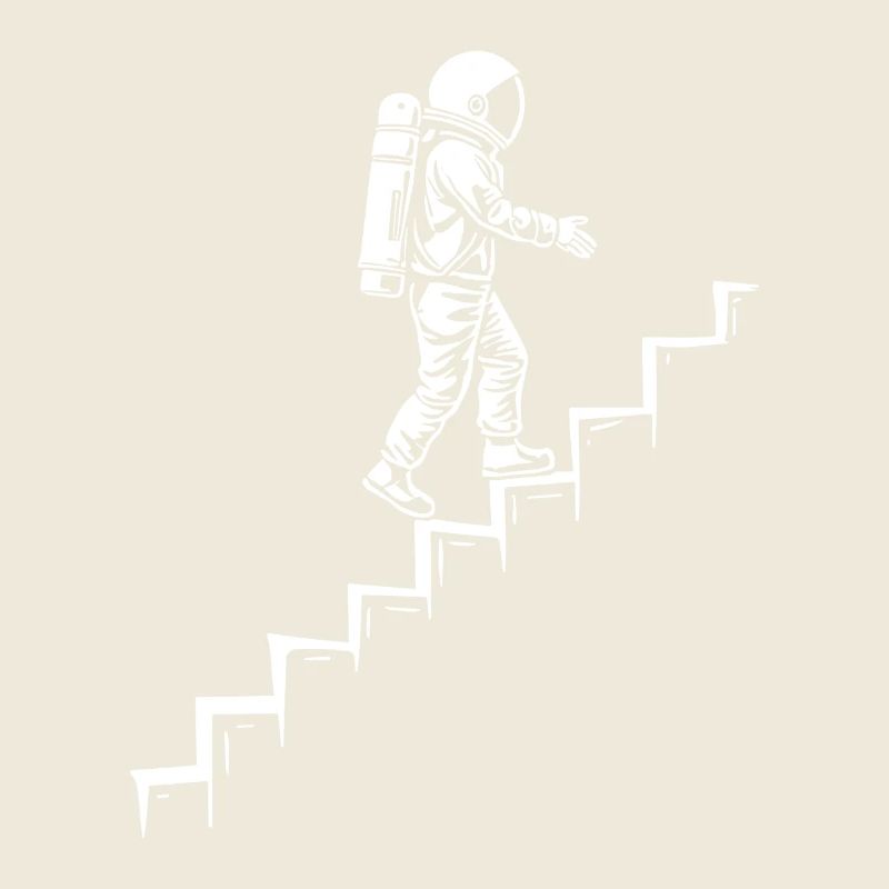 Astronaute dans les escaliers style spatial