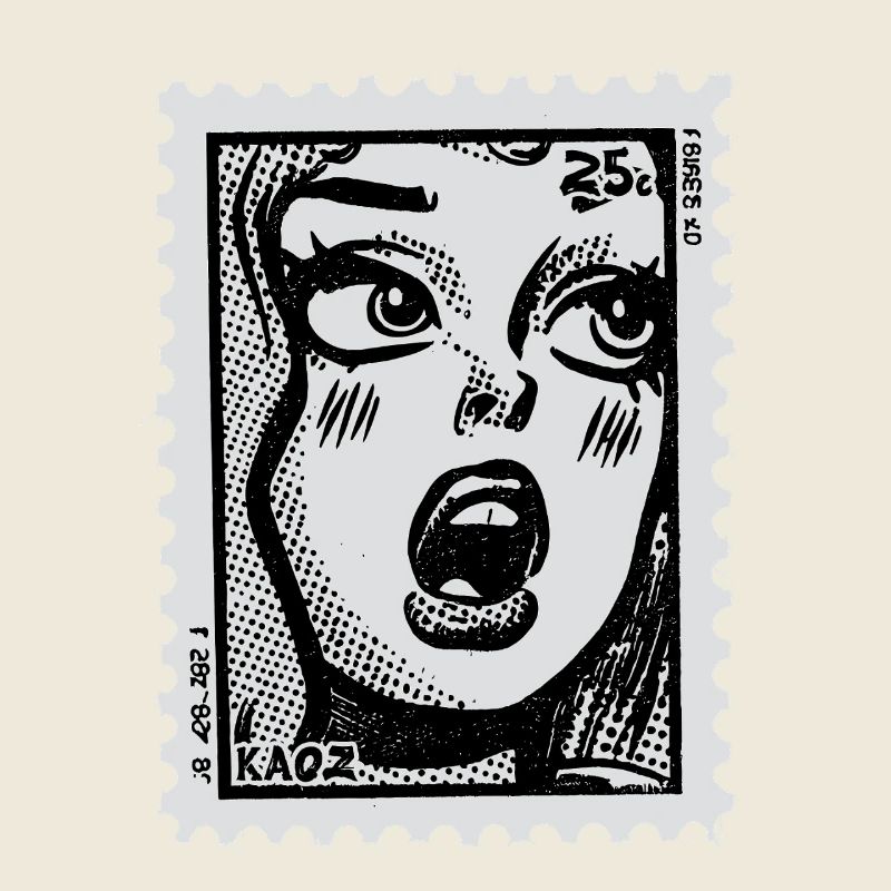 Comicfrau im Schock – Pop-Art Briefmarke