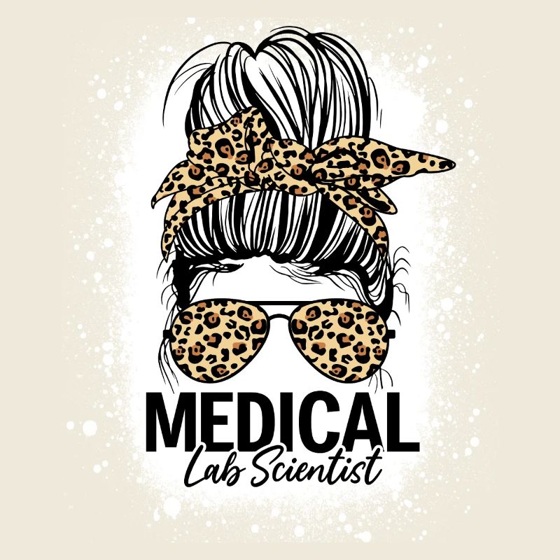 Medizinisches Labor Wissenschaftler Messy Bun Leopard Lustiges Labor