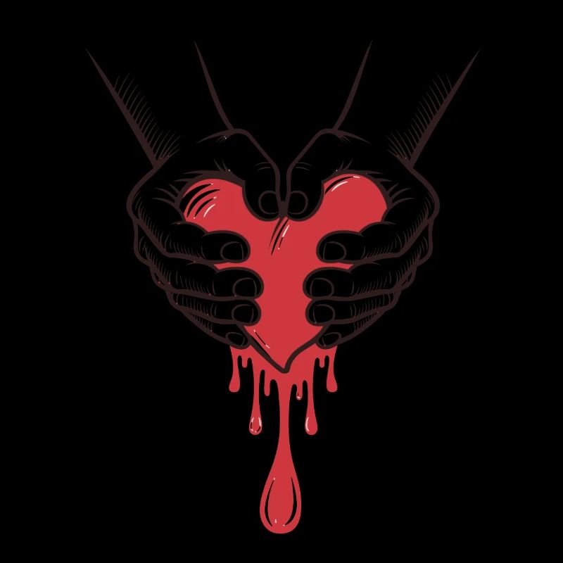 Hands Holding Bleeding Heart Illustration