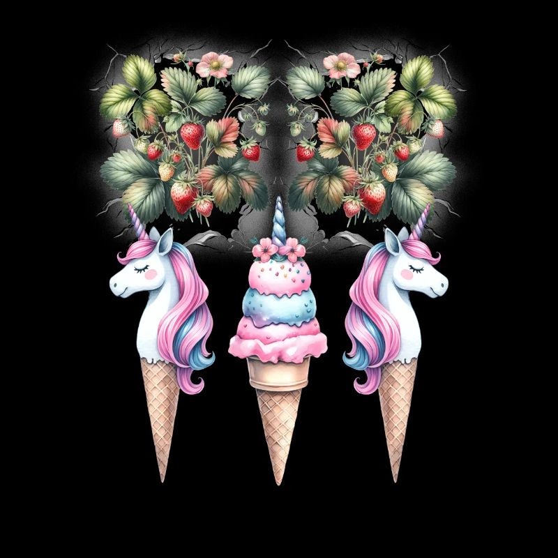 Erdbeeren Einhorn Eiscrem Eis Teenie Kinder Kind