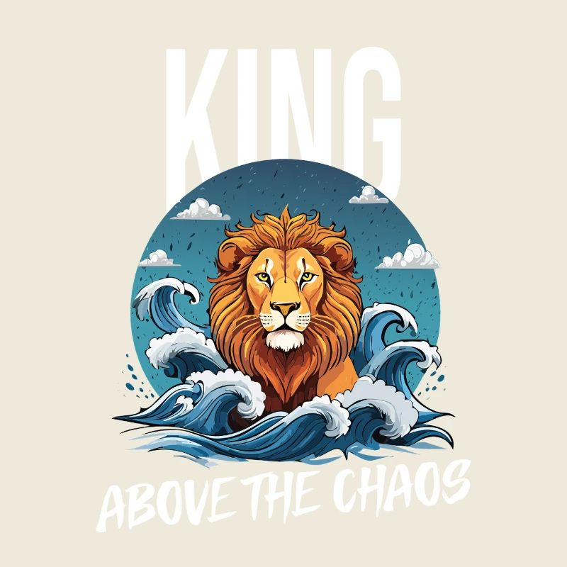 Tête de lion majestueuse avec le bruit de l’eau
