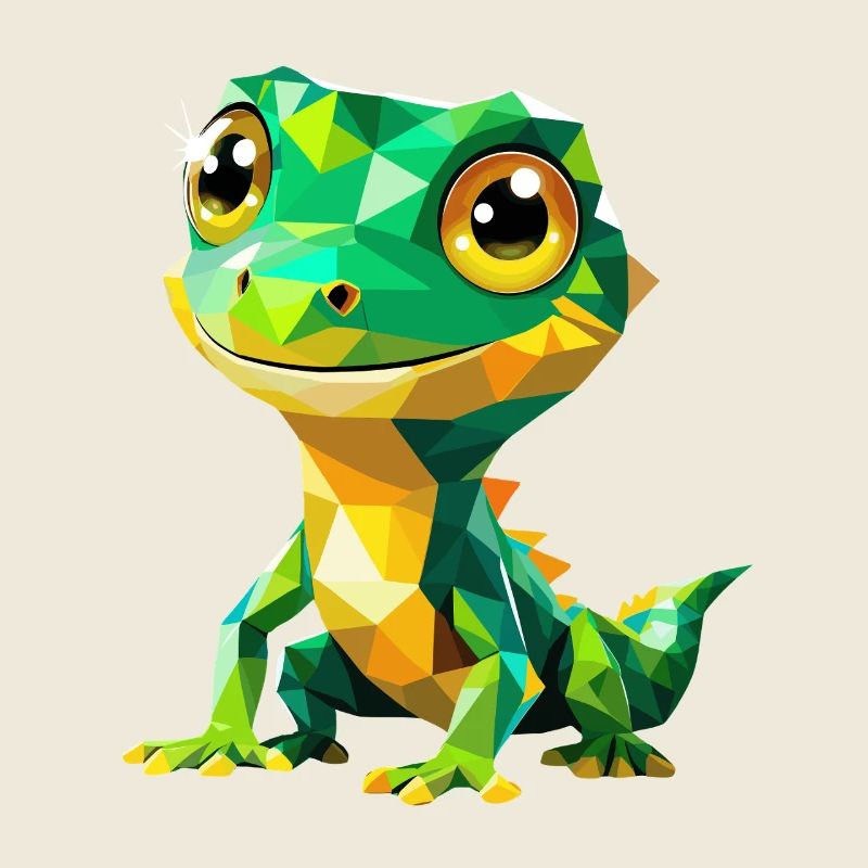 Gecko Polygon – Buntes Tierdesign