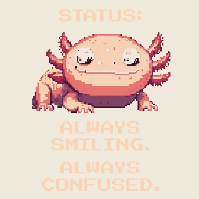 Axolotl Status | Immer lächelnd Retro Pixel Nerd