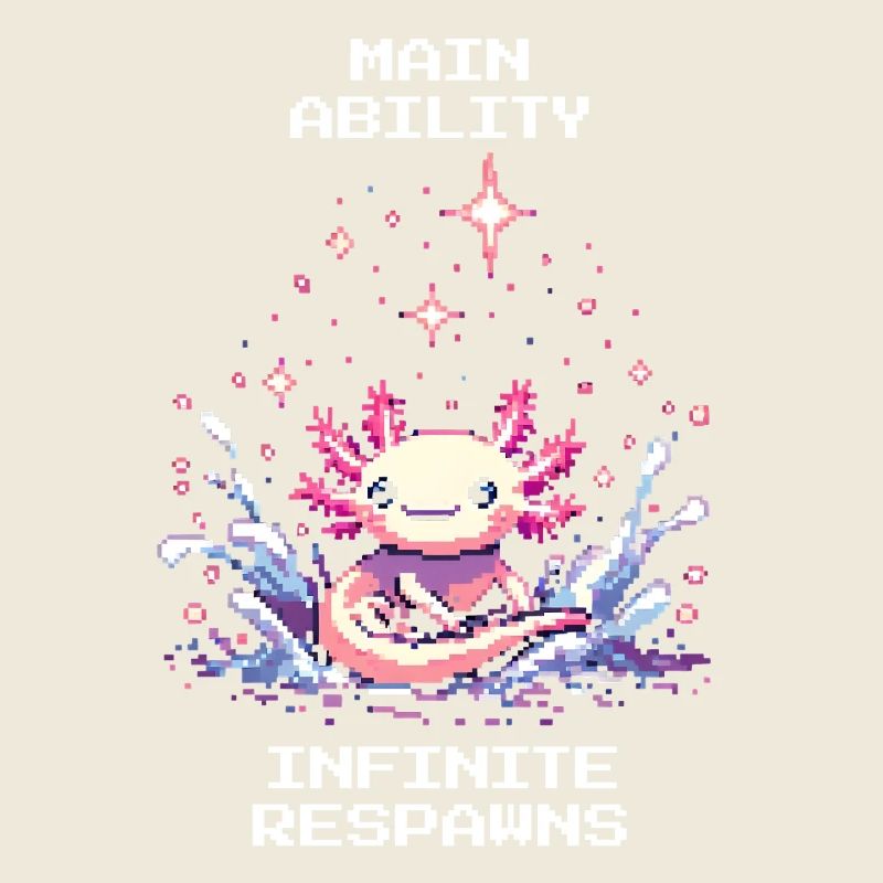 Puissance de l’axolotl | Infinite Respawns Retro Pixels
