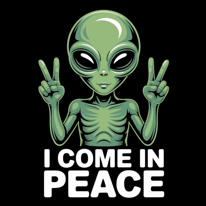 Alien mit Friedenszeichen