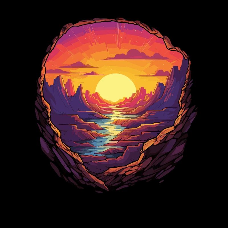 Coucher de soleil spectaculaire en pixel art ci-dessus