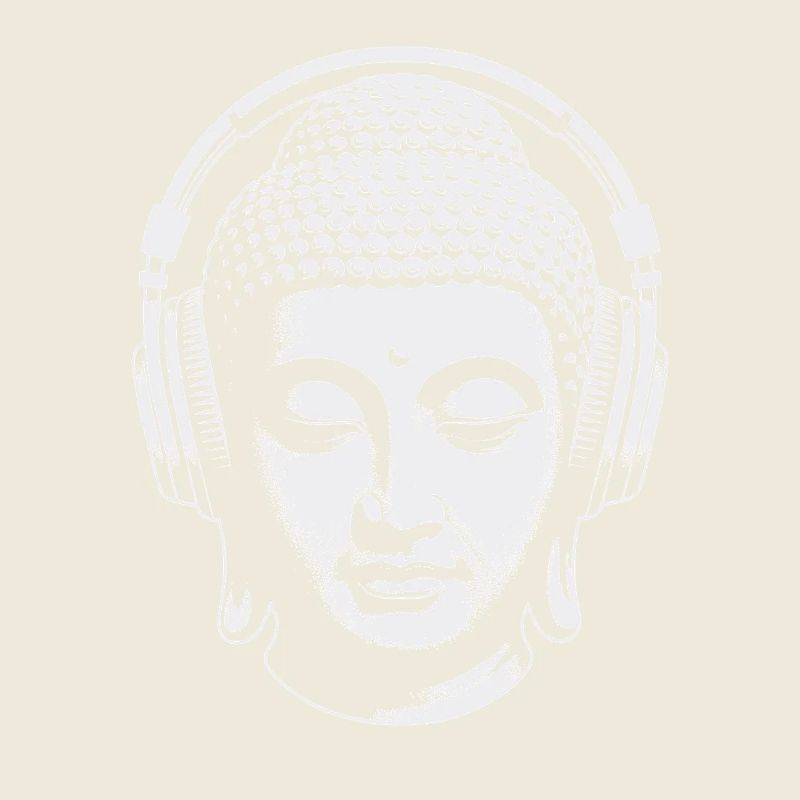 Bouddha avec casque Mindfulness Musique Boho Zen