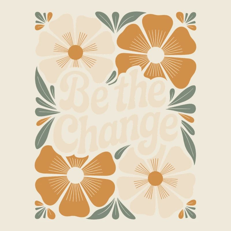 Fleur Boho Vintage Citation de motivation être le changement