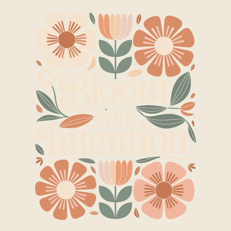 Boho fleurs citation vintage fleurir avec intention