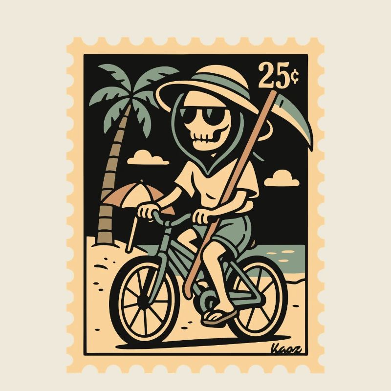 Faucheuse avec vélo sur la plage en vacances