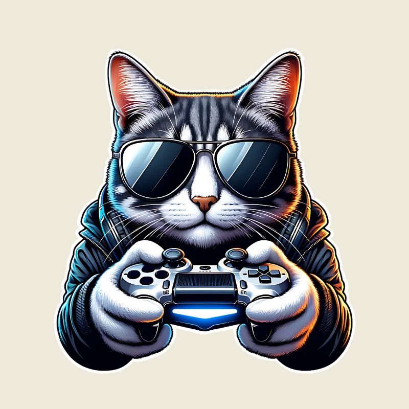 Cat Gamer Gaming Nerd