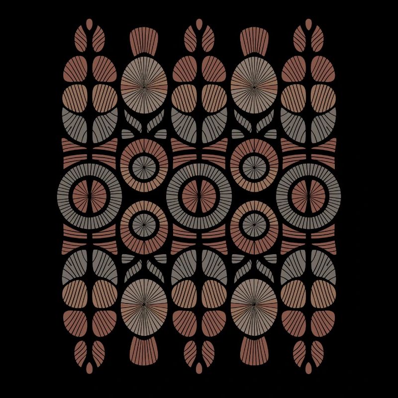 Afrikanisches Boho Muster Kreise und Blätter