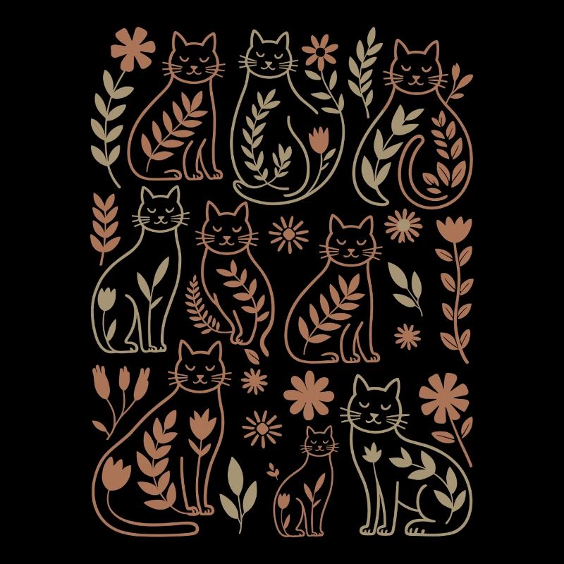 Chats avec de douces fleurs bohèmes