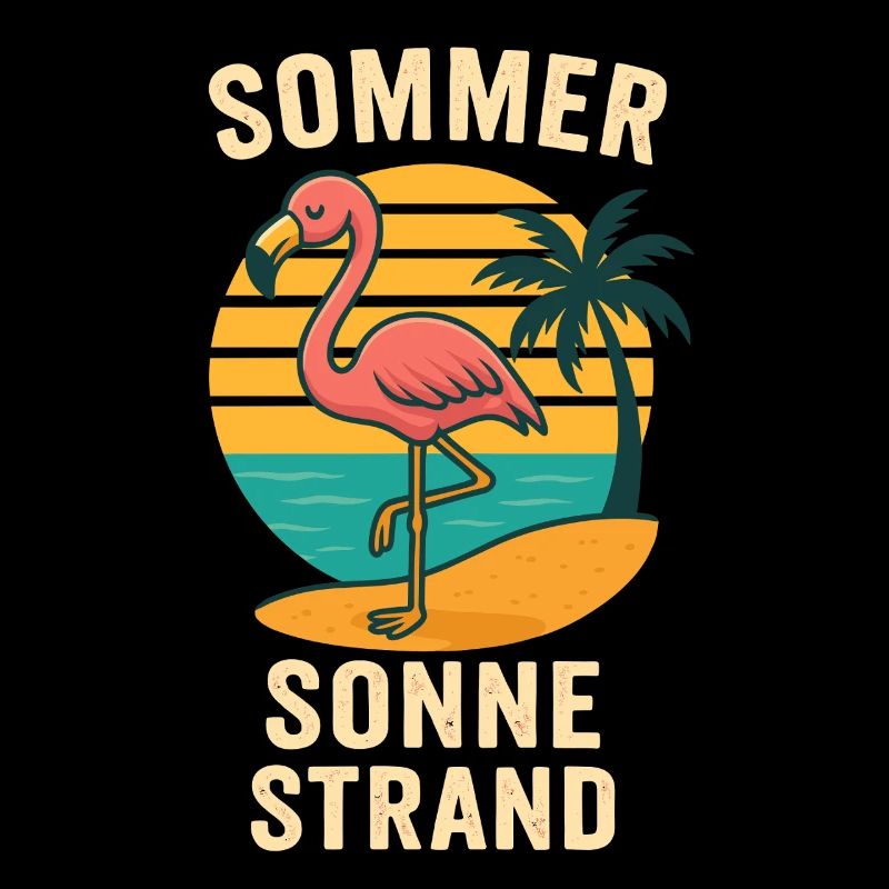 Flamingo Vacances Été Plage Design Rétro
