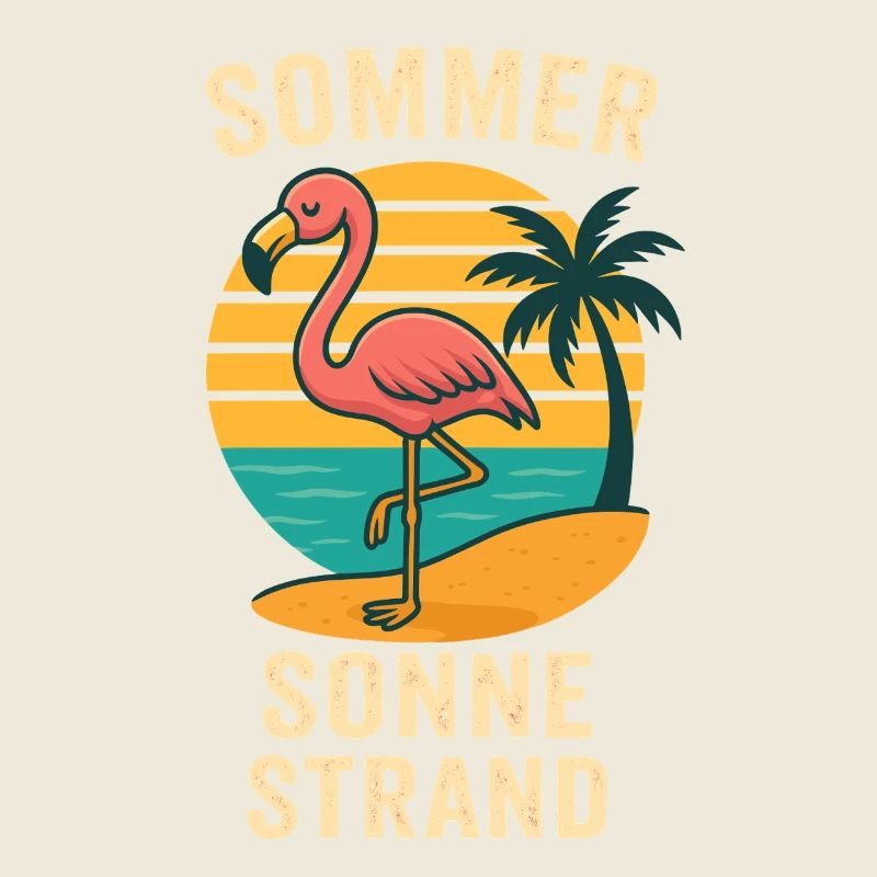 Flamingo Vacation Summer Beach Retro Design
