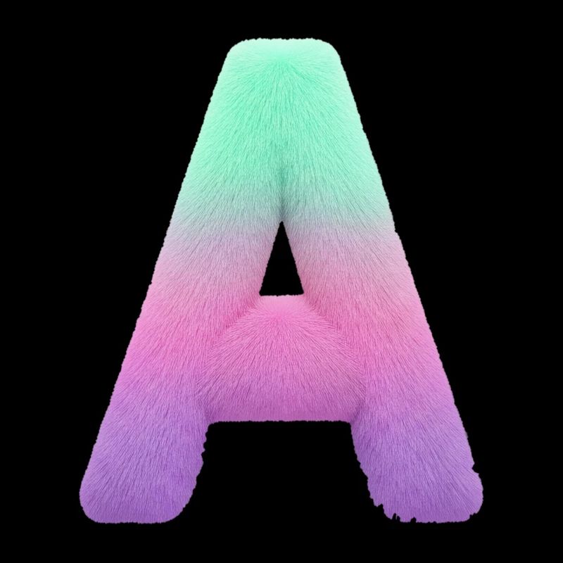 Une lettre avec effet fourrure et dégradé pastel