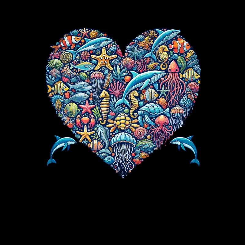 Sea Animals Heart Shape Ocean Love