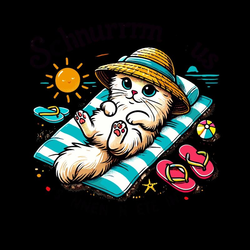Chat Chat Sun Beach Mer Vacances Design