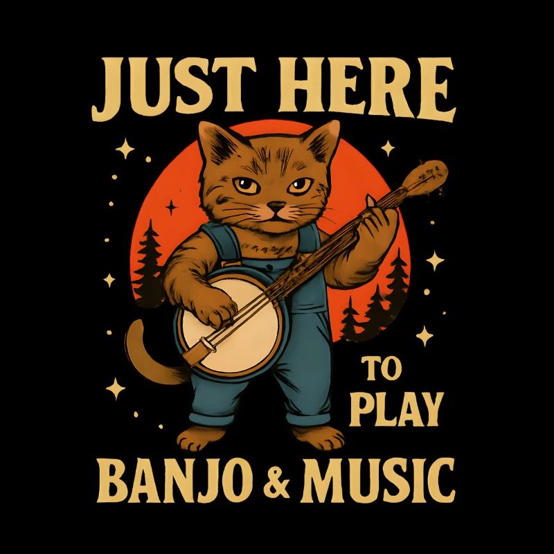 Cat musician with banjo