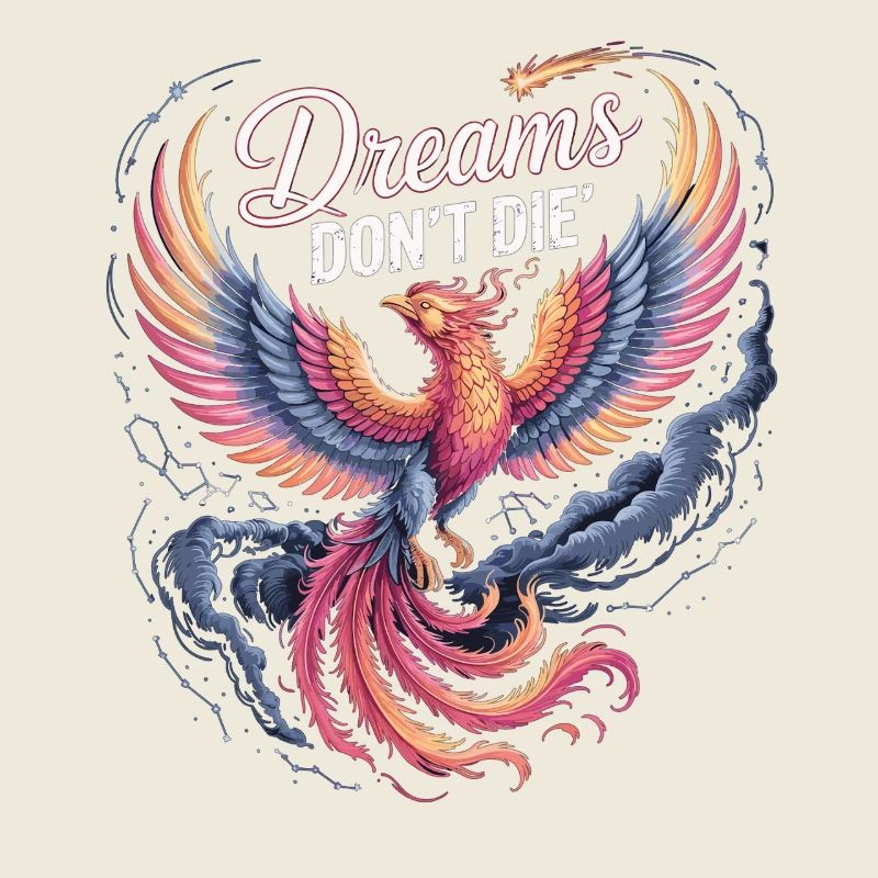 Glowing phoenix with motif and hope