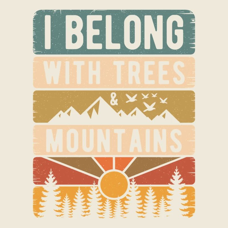 Retro Natur Berge Sonne Wald Wandern Geschenk
