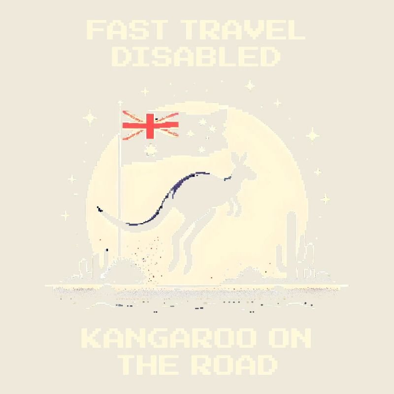 Kangaroo on the way in retro design