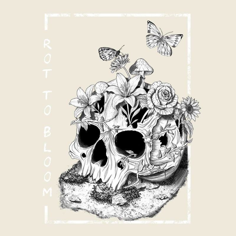 conception de style de tatouage de crâne floral, rouge à fleurir