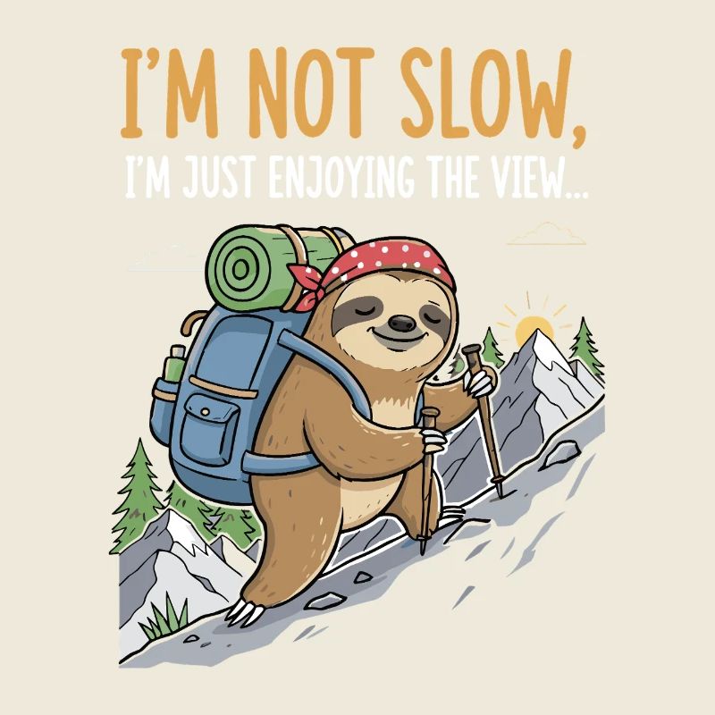 Faultier beim Bergsteigen mit Aussicht