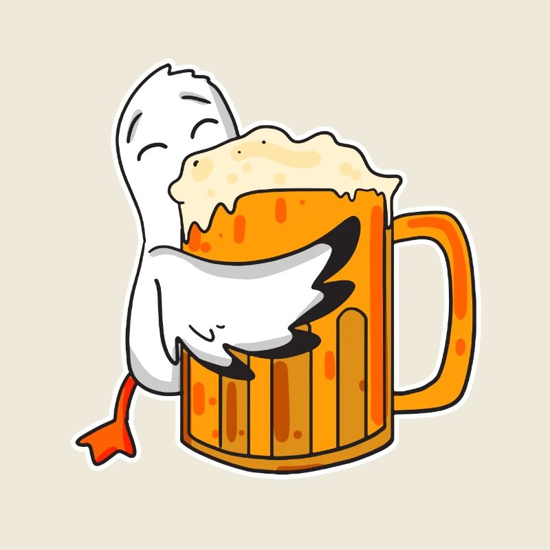 Niedliche Möwe mit Bierglas