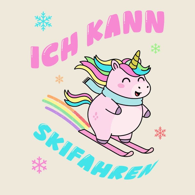 Einhorn Skifahren - Winterdesign
