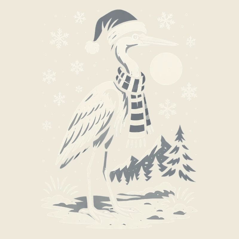 Winterschmuckender Storch mit Wintermütze