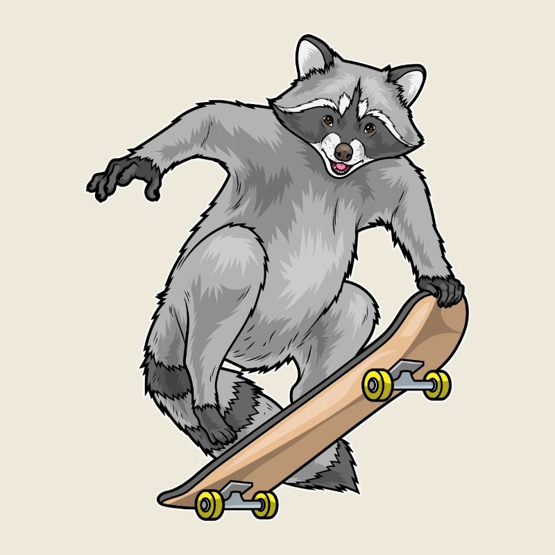 Waschbär Skater Skateboard