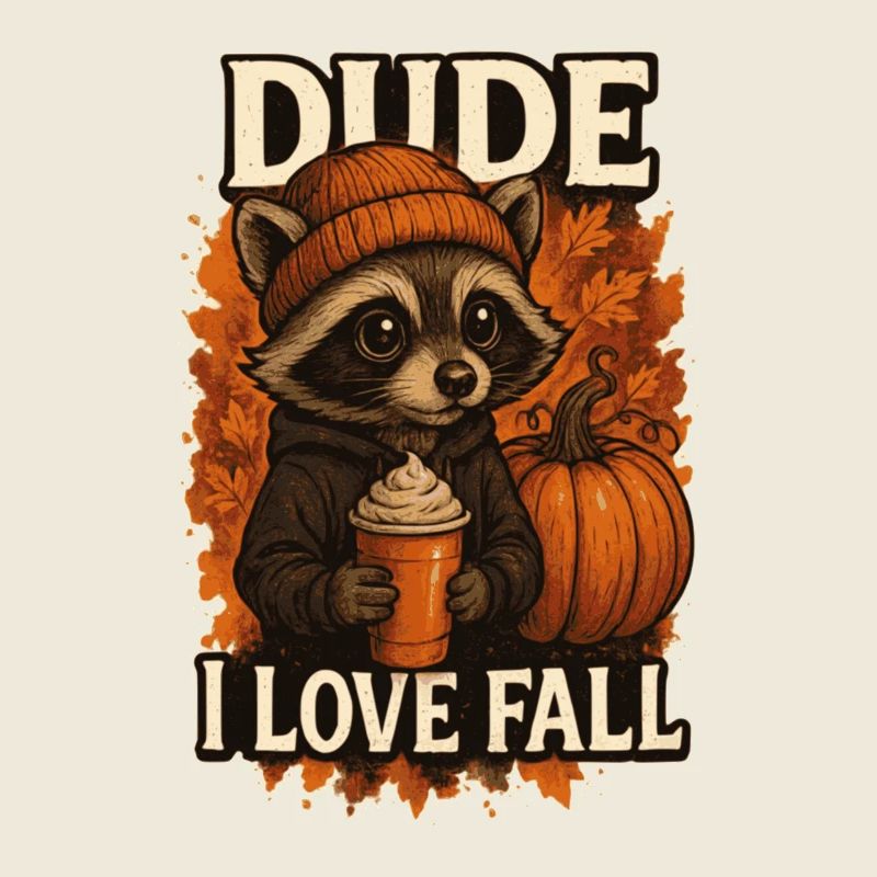 Waschbär Kerl Ich liebe Herbst