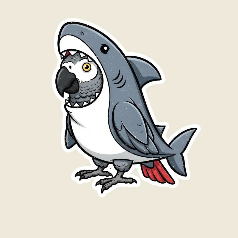 Shark Grey Parrot Cartoon