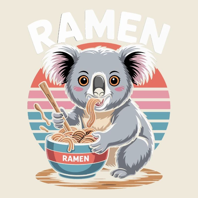 Ramen Koala au coucher de soleil rétro