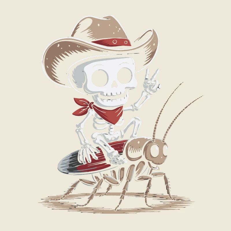 Cow-boy squelette sur cafard
