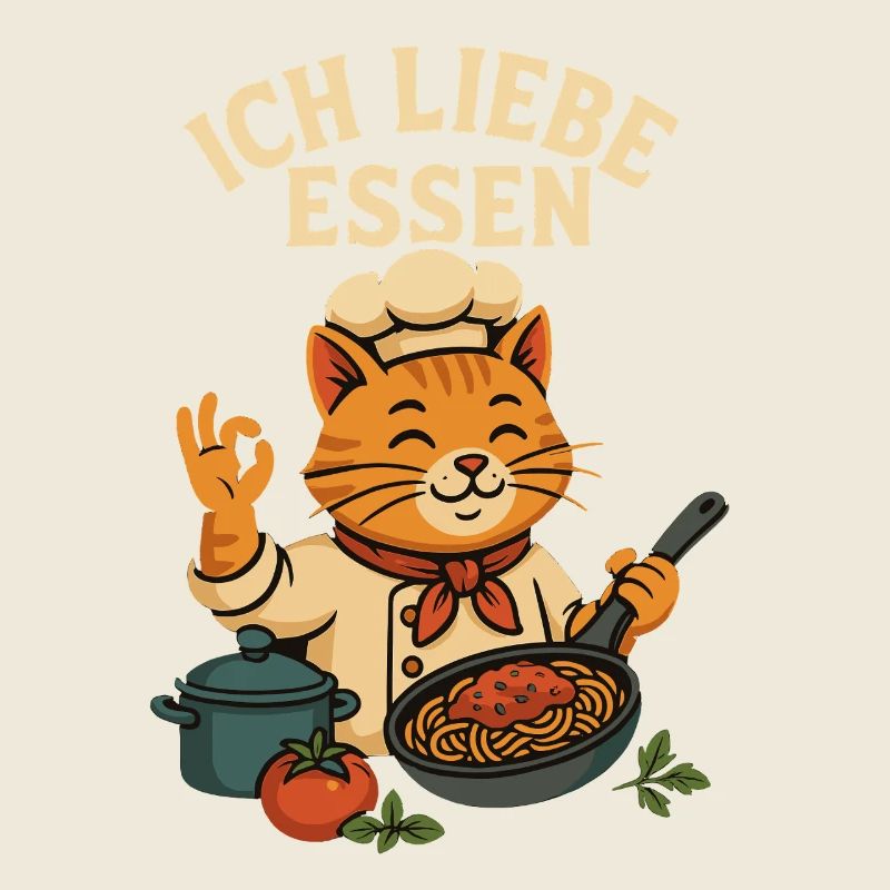 Cat Chef Cuisine Pâtes Nourriture Dessin animé Cat Chef