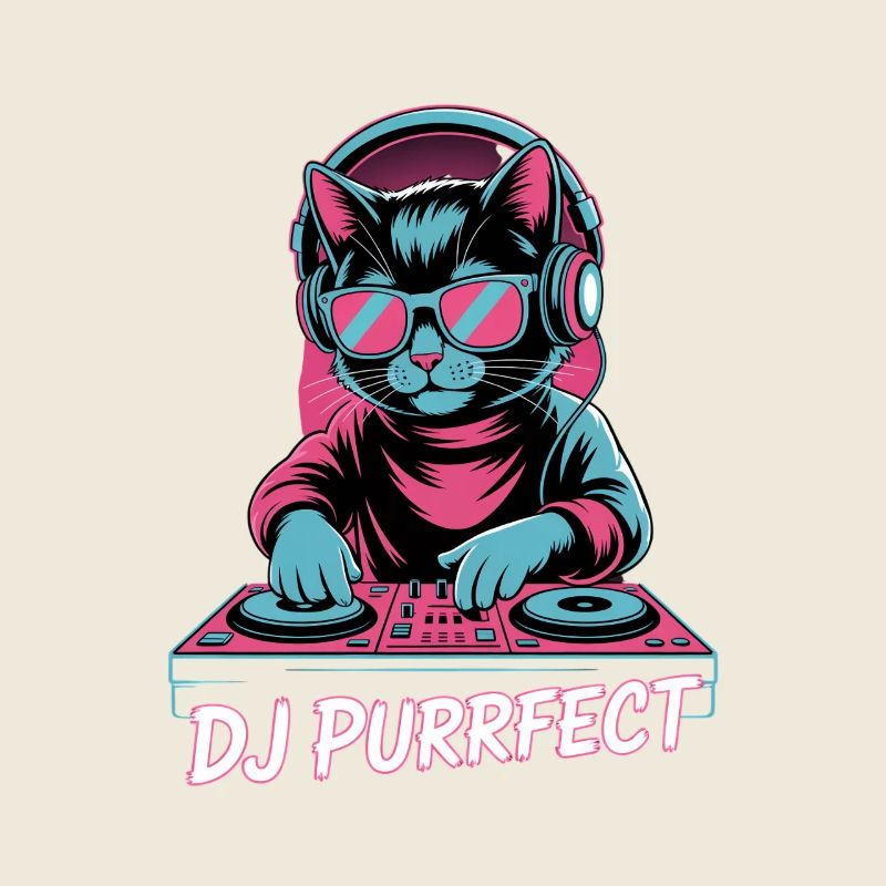 DJ Purrfect Katze DJ Kopfhörer Turntable