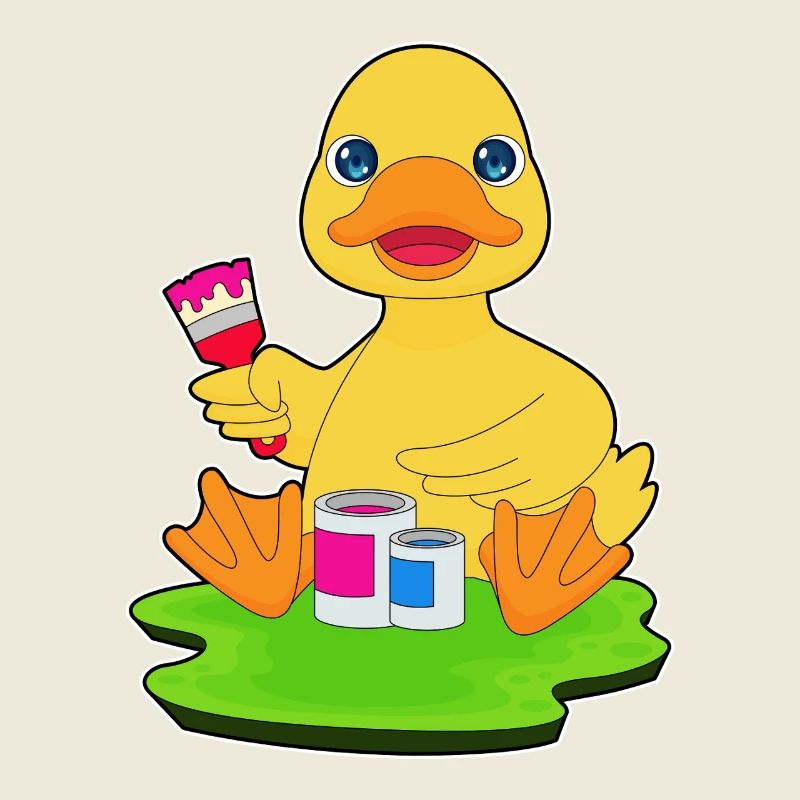 Duck Painter Brush Painting