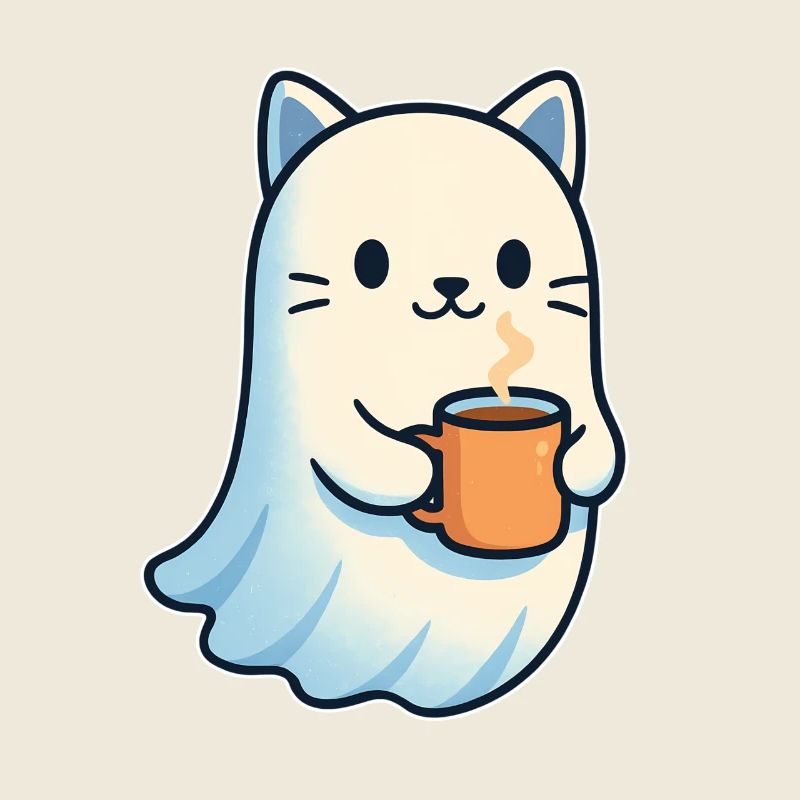 Kaffeegeist Katze mit Becher