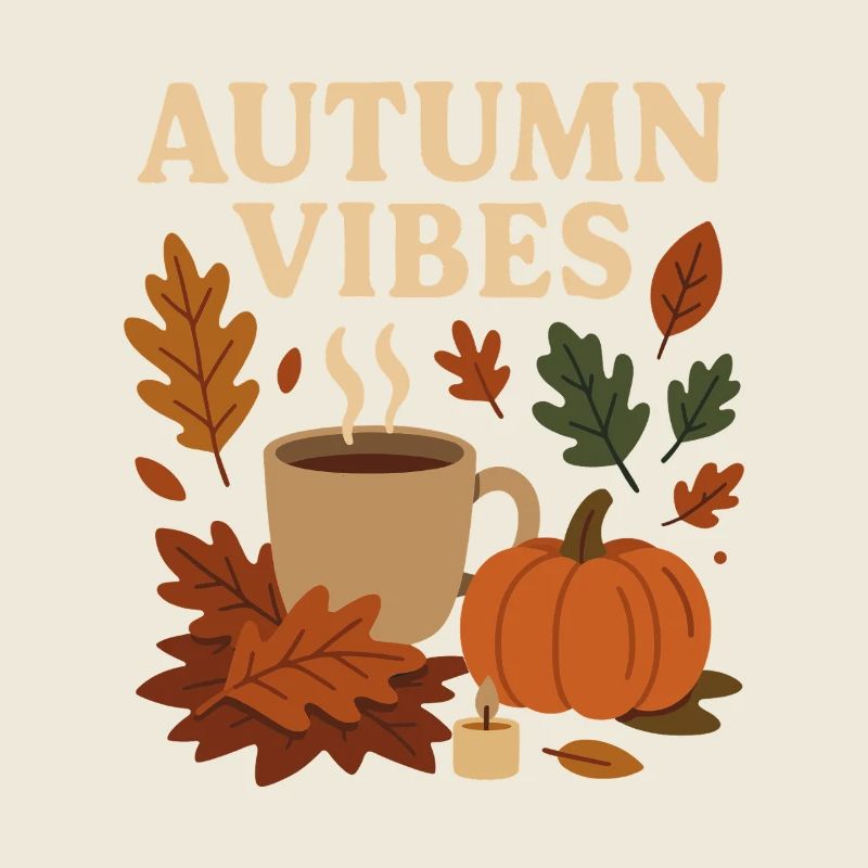 Ambiance automnale : café, citrouille et feuilles